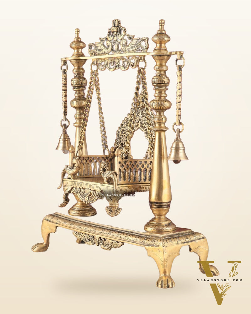Pure Brass Jhoola/Swing with Singhasan for God Idols