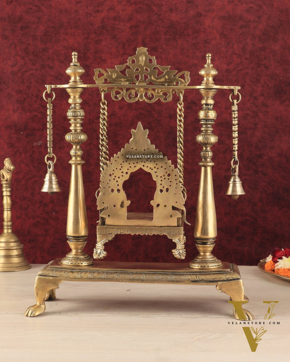 Pure Brass Jhoola/Swing with Singhasan for God Idols