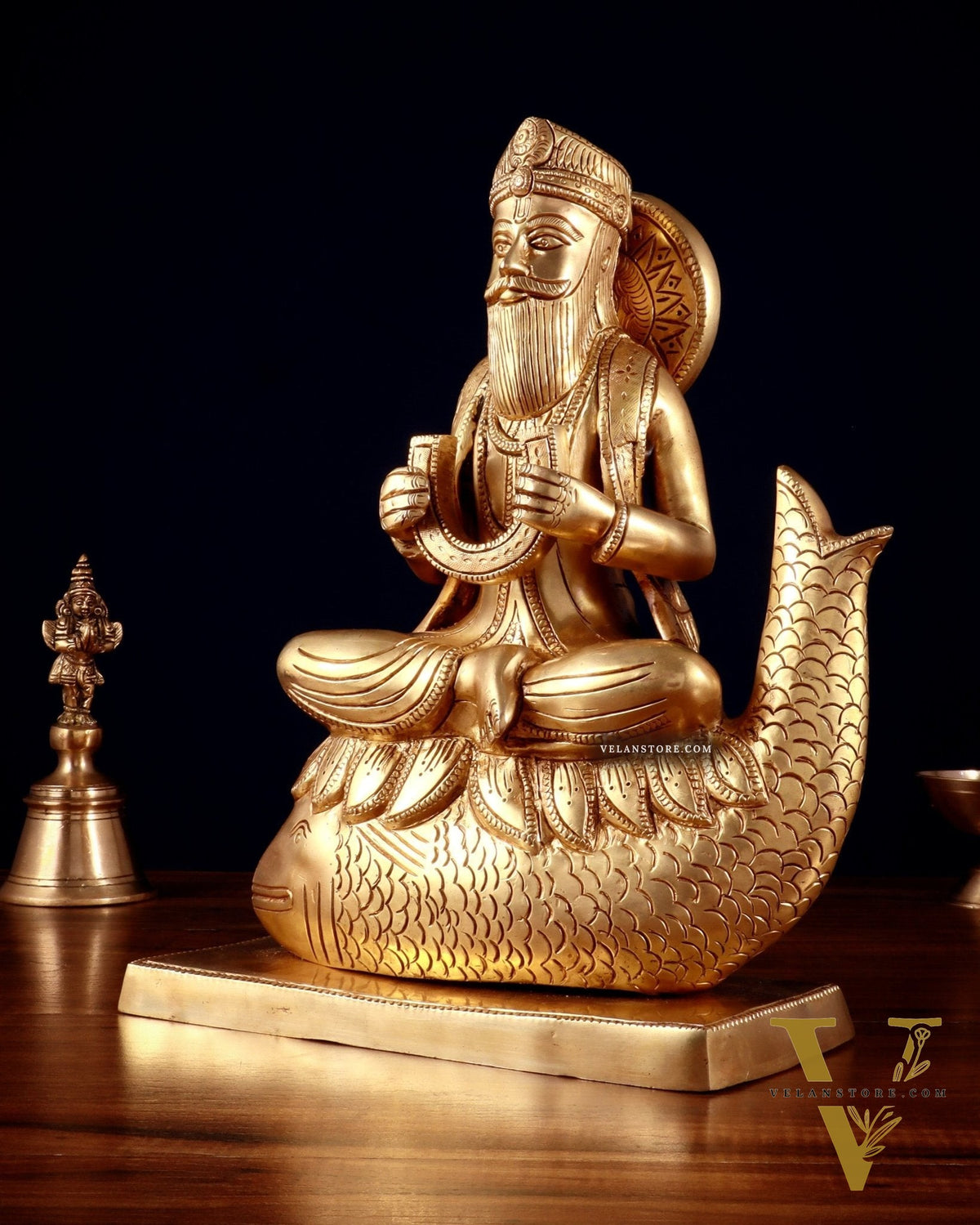 Pure Brass Jhulelal Statue – Sindhi God and Protector of Dharma 12"