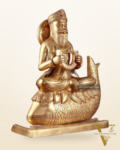 Pure Brass Jhulelal Statue – Sindhi God and Protector of Dharma 12"