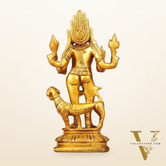 Pure Brass Kaal Bhairav Bhairo Baba with Dog Idol 5"