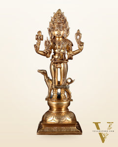Pure Brass Kaal Bhairava Idol – 15 Inch | Fierce Form of Lord Shiva for Protection & Power