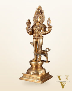 Pure Brass Kaal Bhairava Idol – 15 Inch | Fierce Form of Lord Shiva for Protection & Power