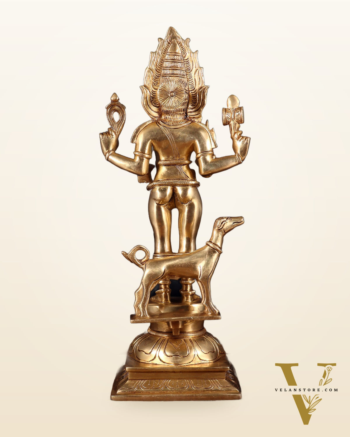 Pure Brass Kaal Bhairava Idol – 15 Inch | Fierce Form of Lord Shiva for Protection & Power