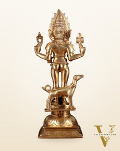 Pure Brass Kaal Bhairava Idol – 15 Inch | Fierce Form of Lord Shiva for Protection & Power