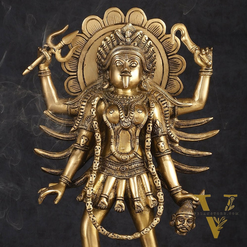 Pure Brass Kali Mata Idol with Four Arms 18"