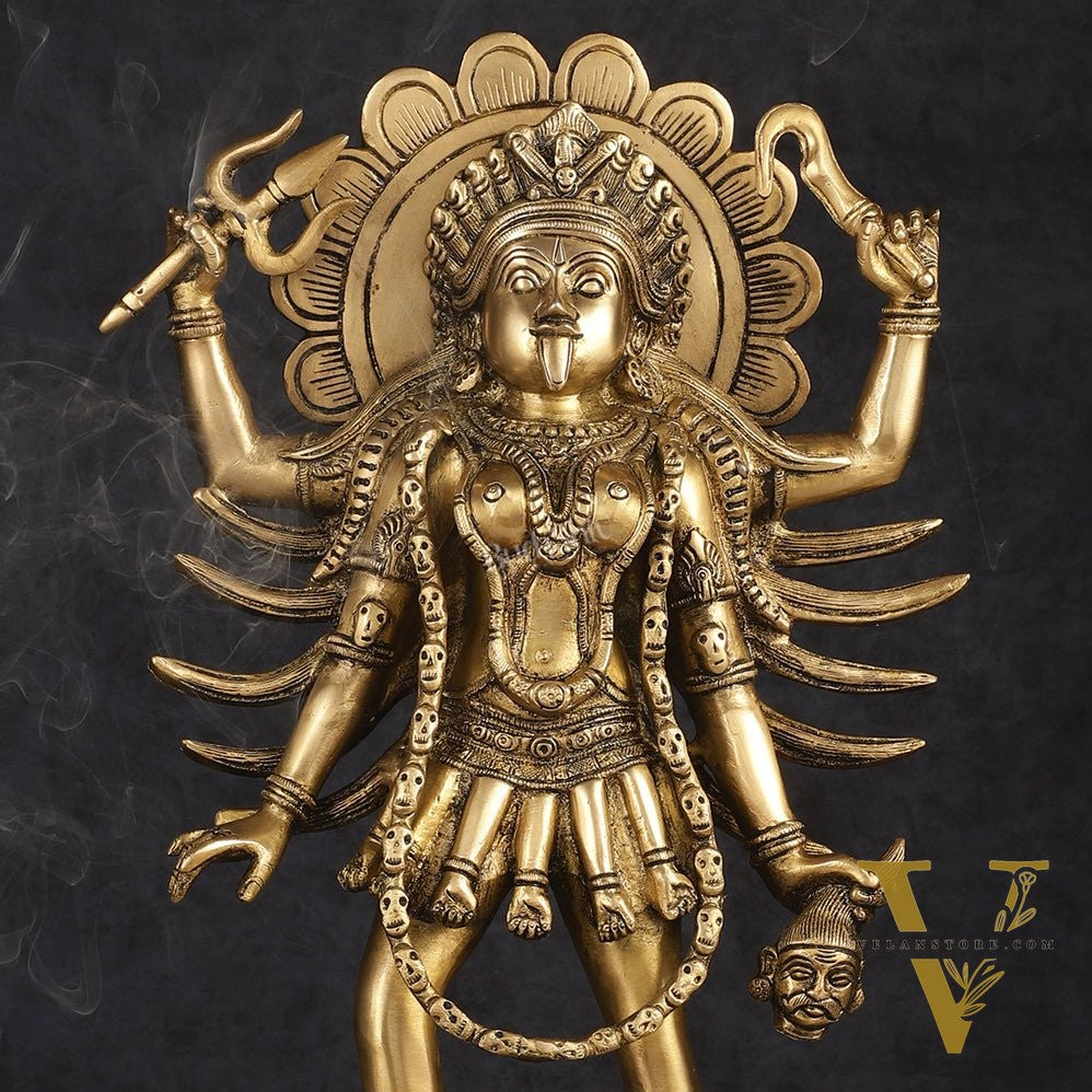 Pure Brass Kali Mata Idol with Four Arms 18"