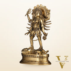Pure Brass Kali Mata Idol with Four Arms 18"