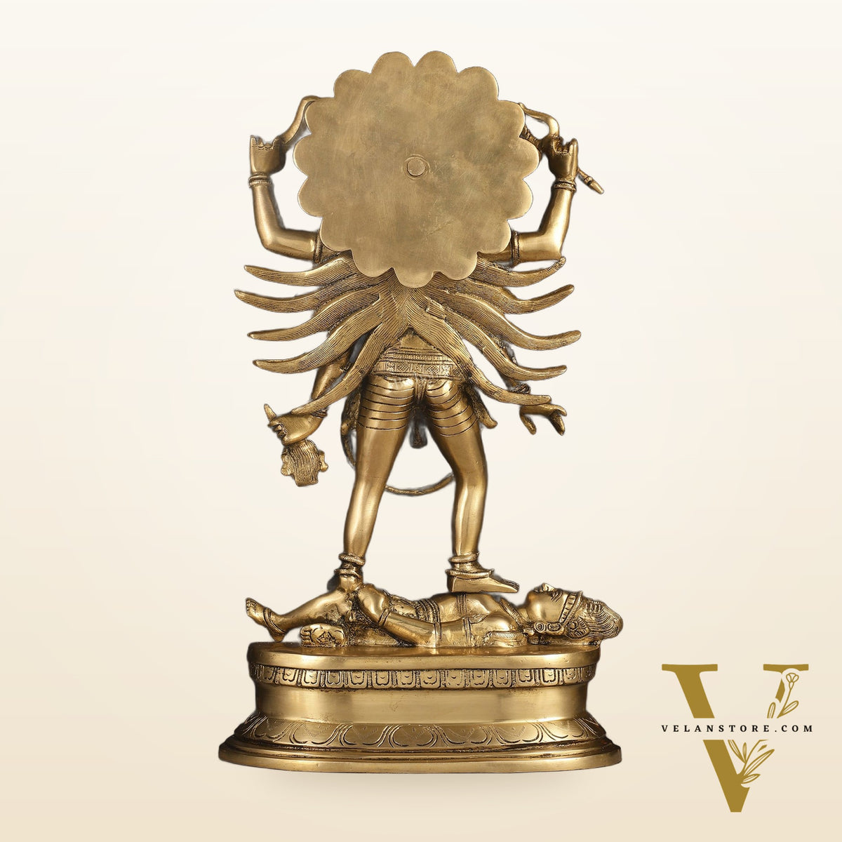 Pure Brass Kali Mata Idol with Four Arms 18"