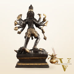 Pure Brass Kali Mata Statue - 25 Inch, 10 Arms, Black Edition