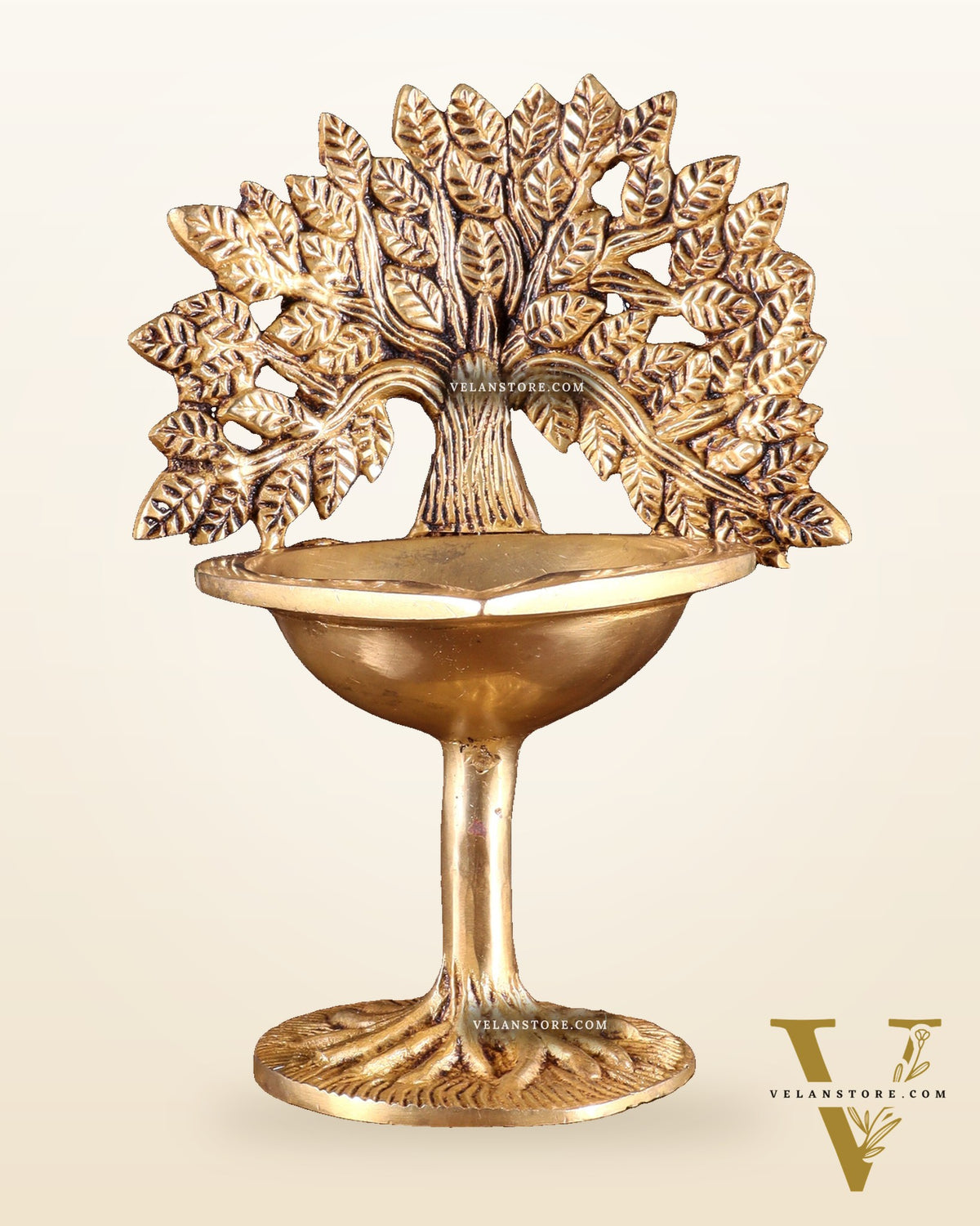 Pure Brass Kalpavriksha Tree Oil Lamp (Diya) 6.5 inch