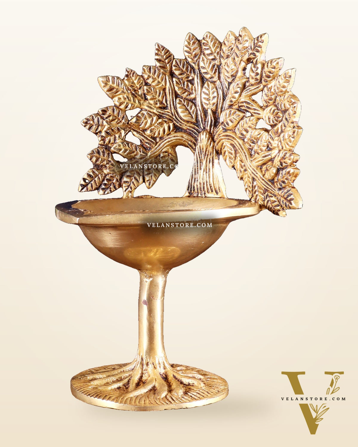 Pure Brass Kalpavriksha Tree Oil Lamp (Diya) 6.5 inch