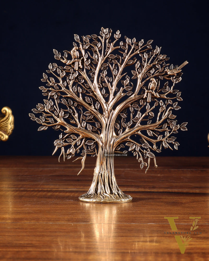 Pure Brass Kalpavriksha Tree Showpiece – 6"