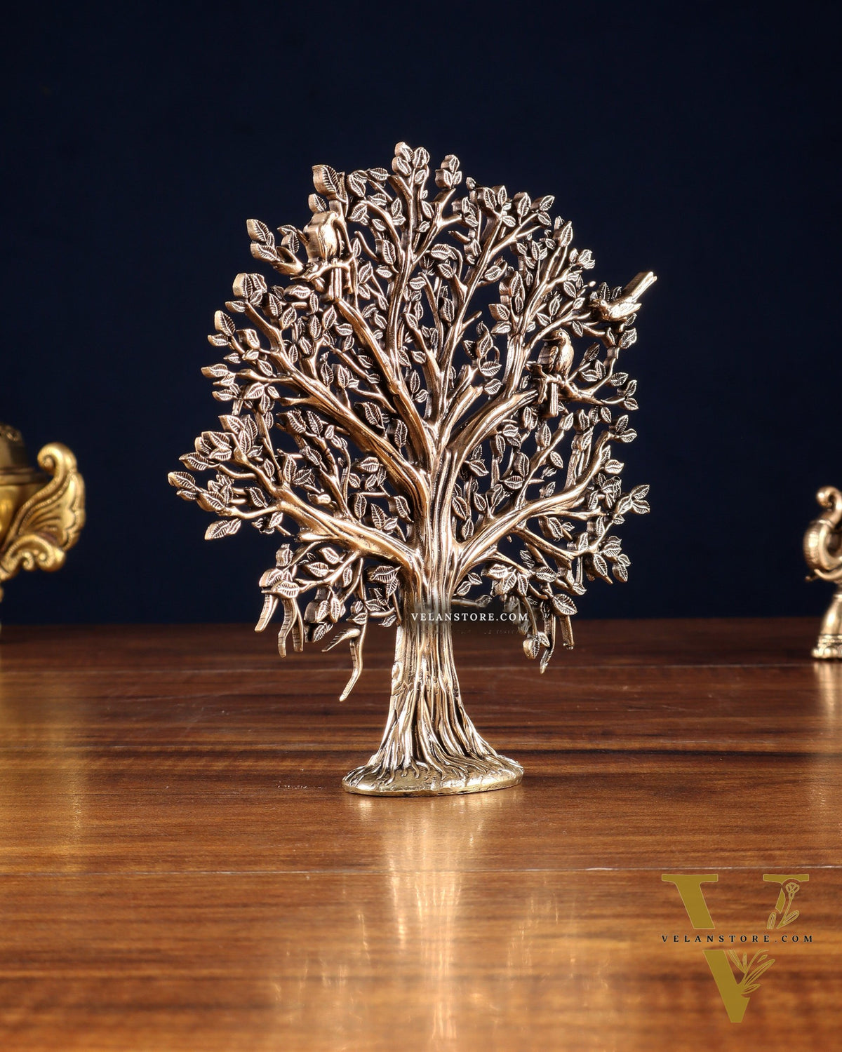 Pure Brass Kalpavriksha Tree Showpiece – 6"