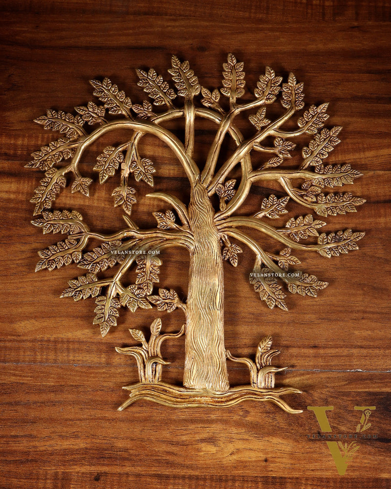 Pure Brass Kalpavriksha Tree Wall Hanging – 35 cm (14 inch