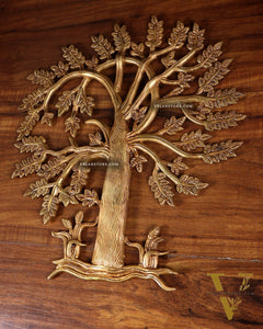 Pure Brass Kalpavriksha Tree Wall Hanging – 35 cm (14 inch