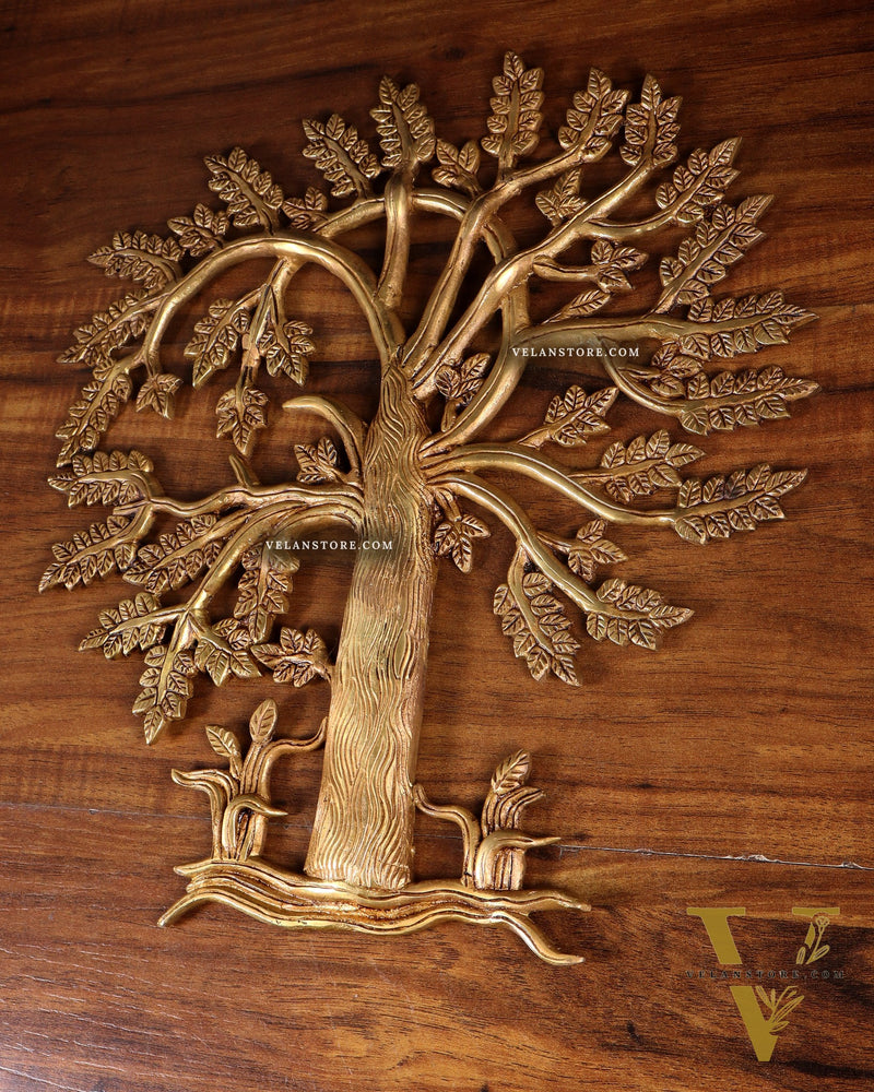 Pure Brass Kalpavriksha Tree Wall Hanging – 35 cm (14 inch