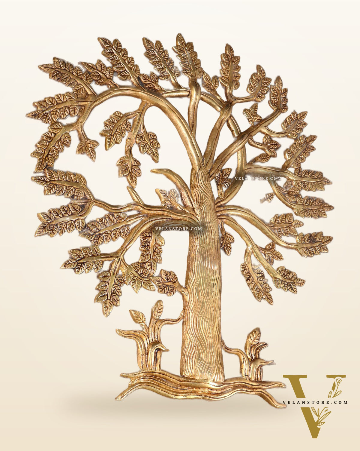 Pure Brass Kalpavriksha Tree Wall Hanging – 35 cm (14 inch