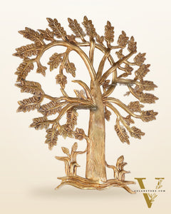 Pure Brass Kalpavriksha Tree Wall Hanging – 35 cm (14 inch