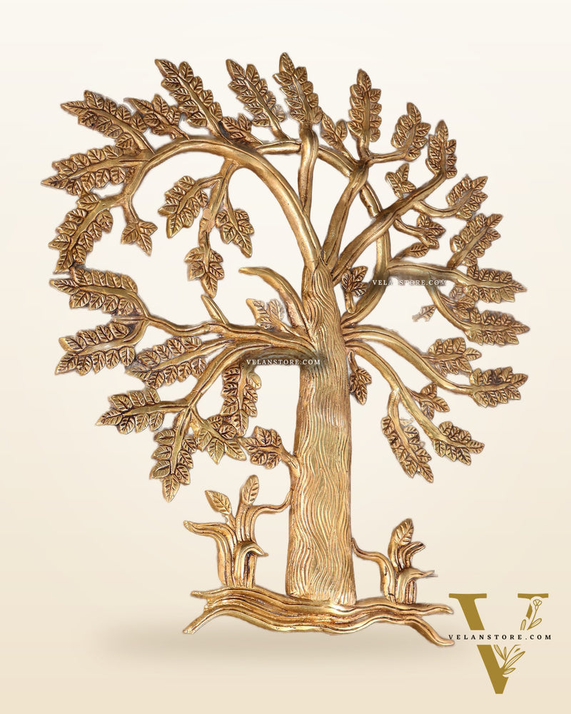 Pure Brass Kalpavriksha Tree Wall Hanging – 35 cm (14 inch