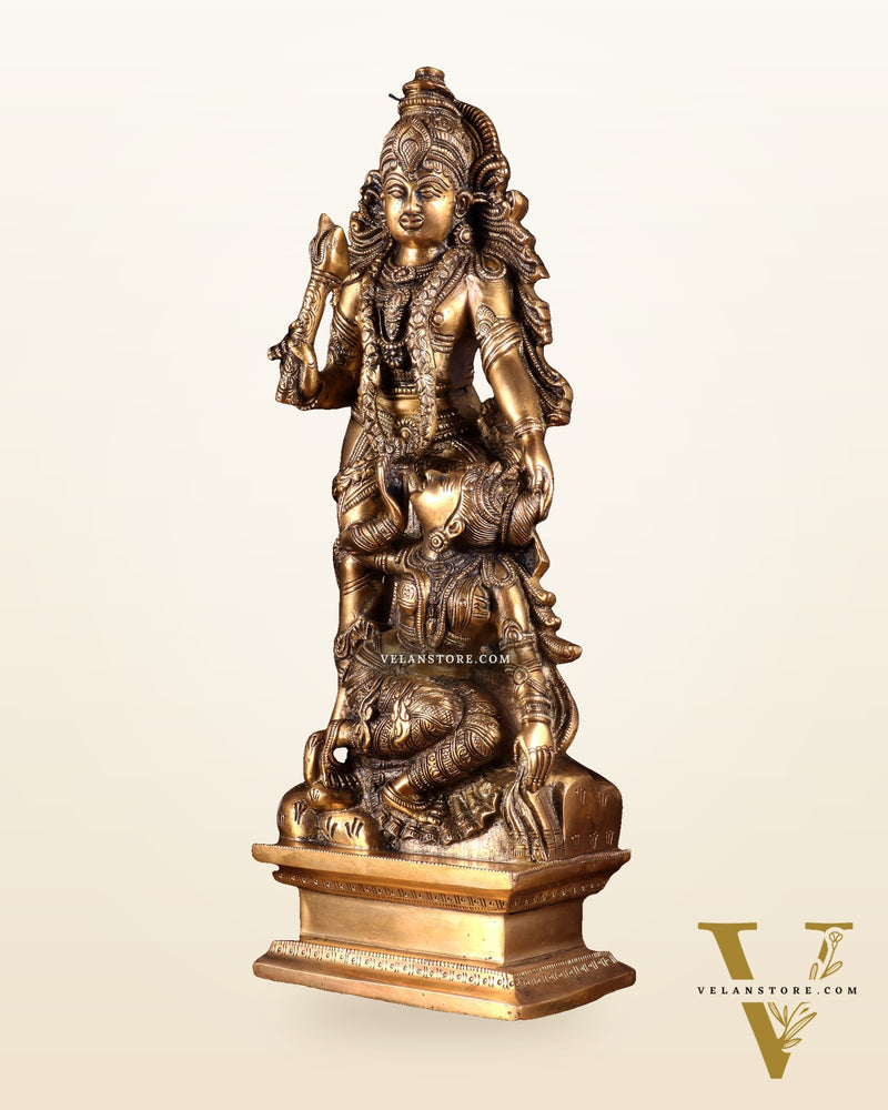 Pure Brass Kamadev and Rati Idol | 13 Inch Height | Vintage Brass Finish
