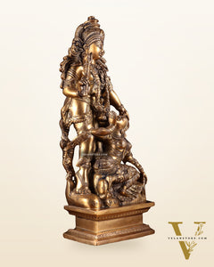 Pure Brass Kamadev and Rati Idol | 13 Inch Height | Vintage Brass Finish