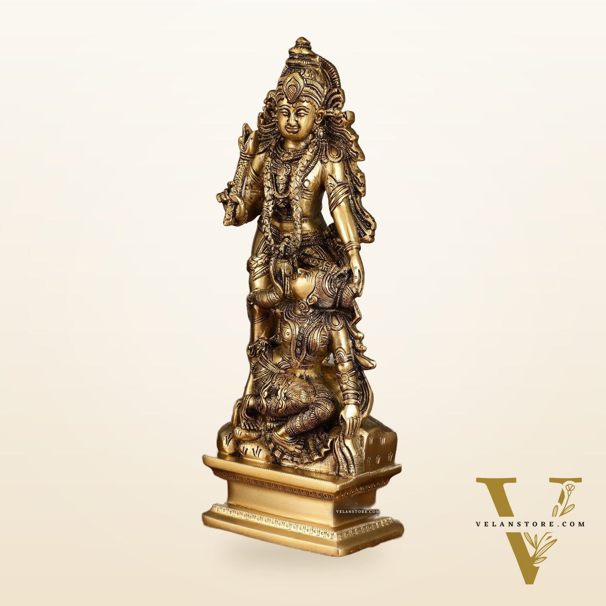 Pure Brass Kamadev and Rati Idol | 13 Inch Height | Vintage Brass Finish