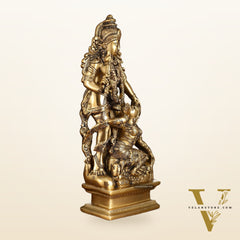 Pure Brass Kamadev and Rati Idol | 13 Inch Height | Vintage Brass Finish