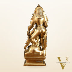 Pure Brass Kamadev and Rati Idol | 13 Inch Height | Vintage Brass Finish