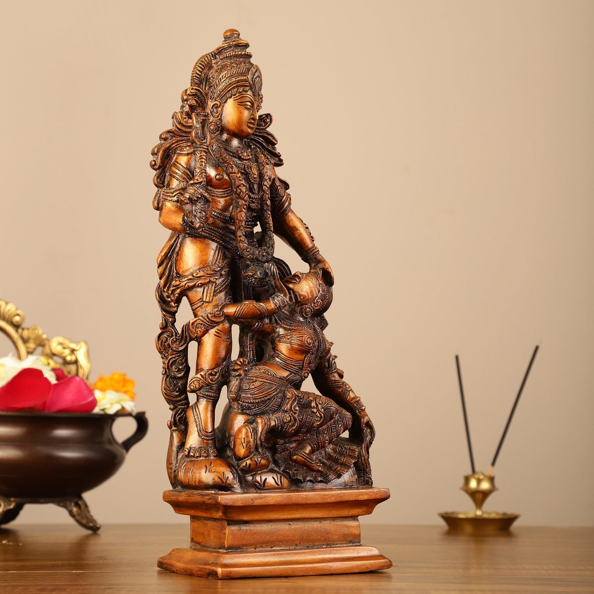 Pure Brass Kamadev and Rati Idol - 13 inch