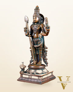 Pure Brass Kartikeya Murugan Swamy Statue – 14” Chola bronze tone