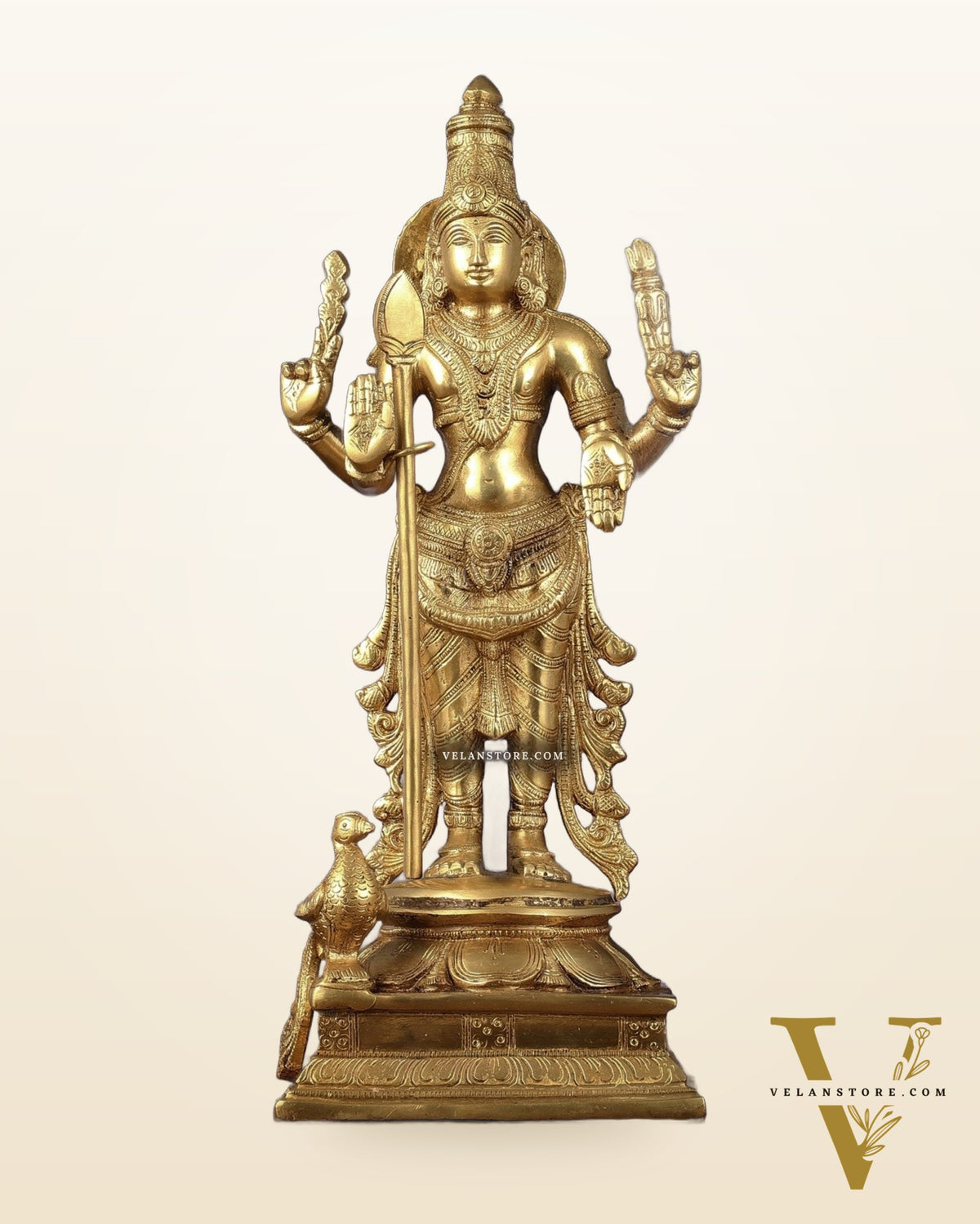 Pure Brass Kartikeya Murugan Swamy Statue - 14 inch