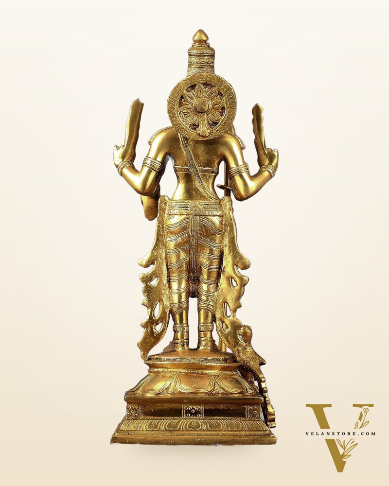 Pure Brass Kartikeya Murugan Swamy Statue - 14 inch