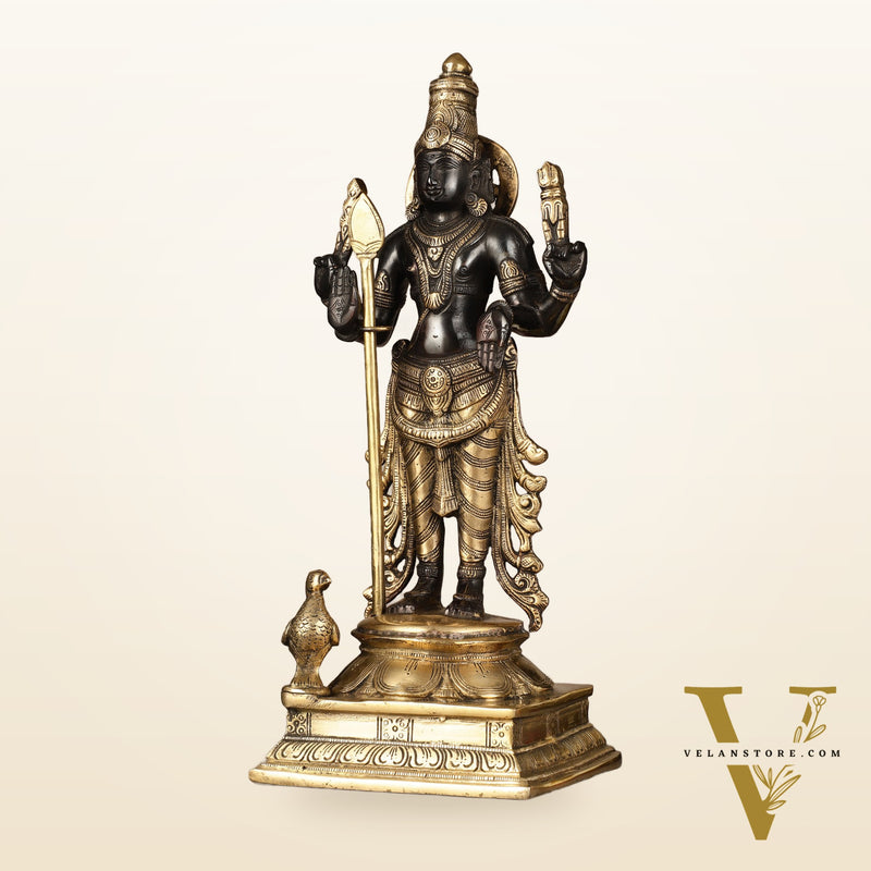 Pure Brass Kartikeya Murugan Swamy Statue - 14 inch