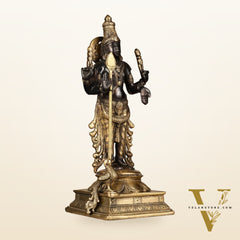 Pure Brass Kartikeya Murugan Swamy Statue - 14 inch