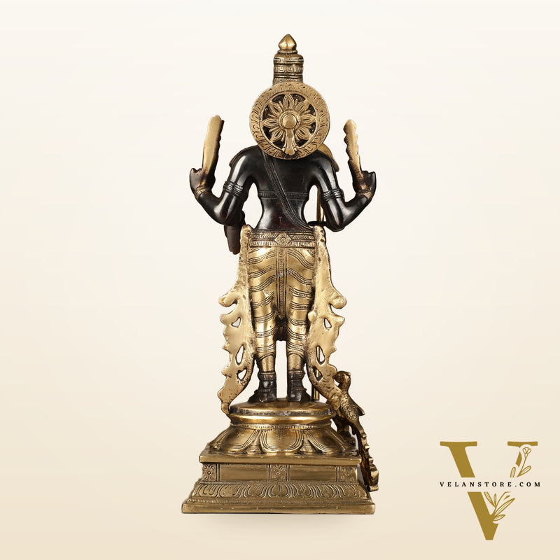 Pure Brass Kartikeya Murugan Swamy Statue - 14 inch