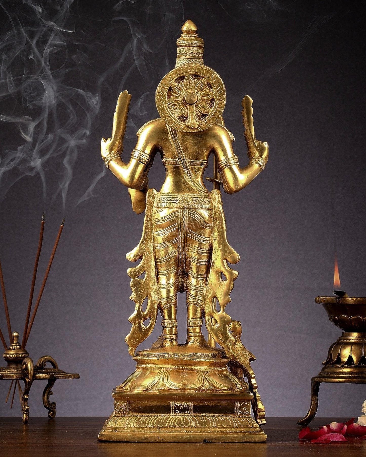 Pure Brass Kartikeya Murugan Swamy Statue - 14 inch