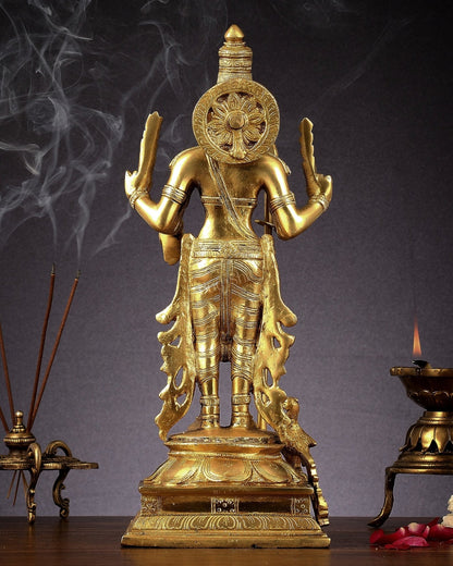 Pure Brass Kartikeya Murugan Swamy Statue - 14 inch