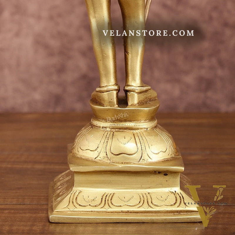 Pure Brass Kartikeya Palani Murugan KumaraSwamy Idol | 11 Inch Height