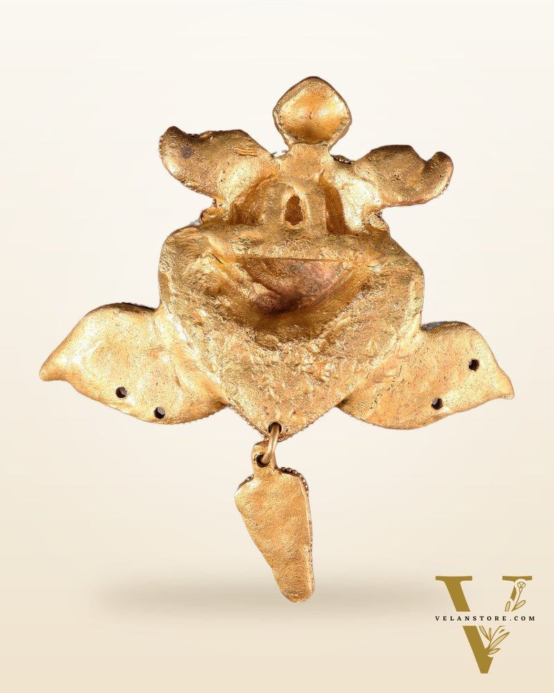Pure Brass Kirtimukha Yali Wall Hanging - 6" Height, 8" Width meenakari