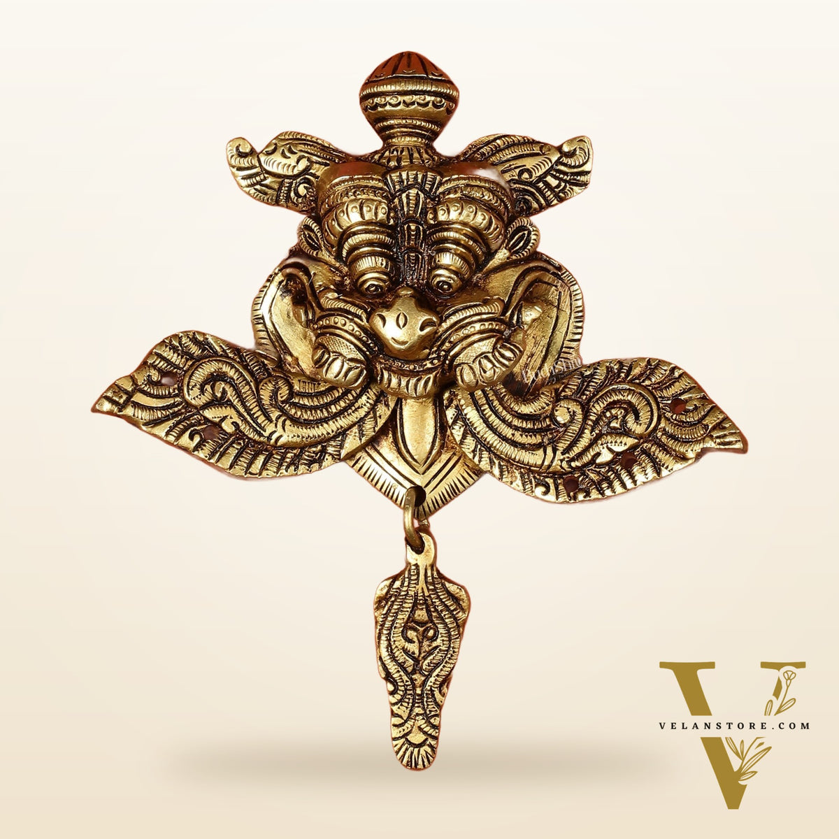 Pure Brass Kirtimukha Yali Wall Hanging - 6" Height, 8" Width