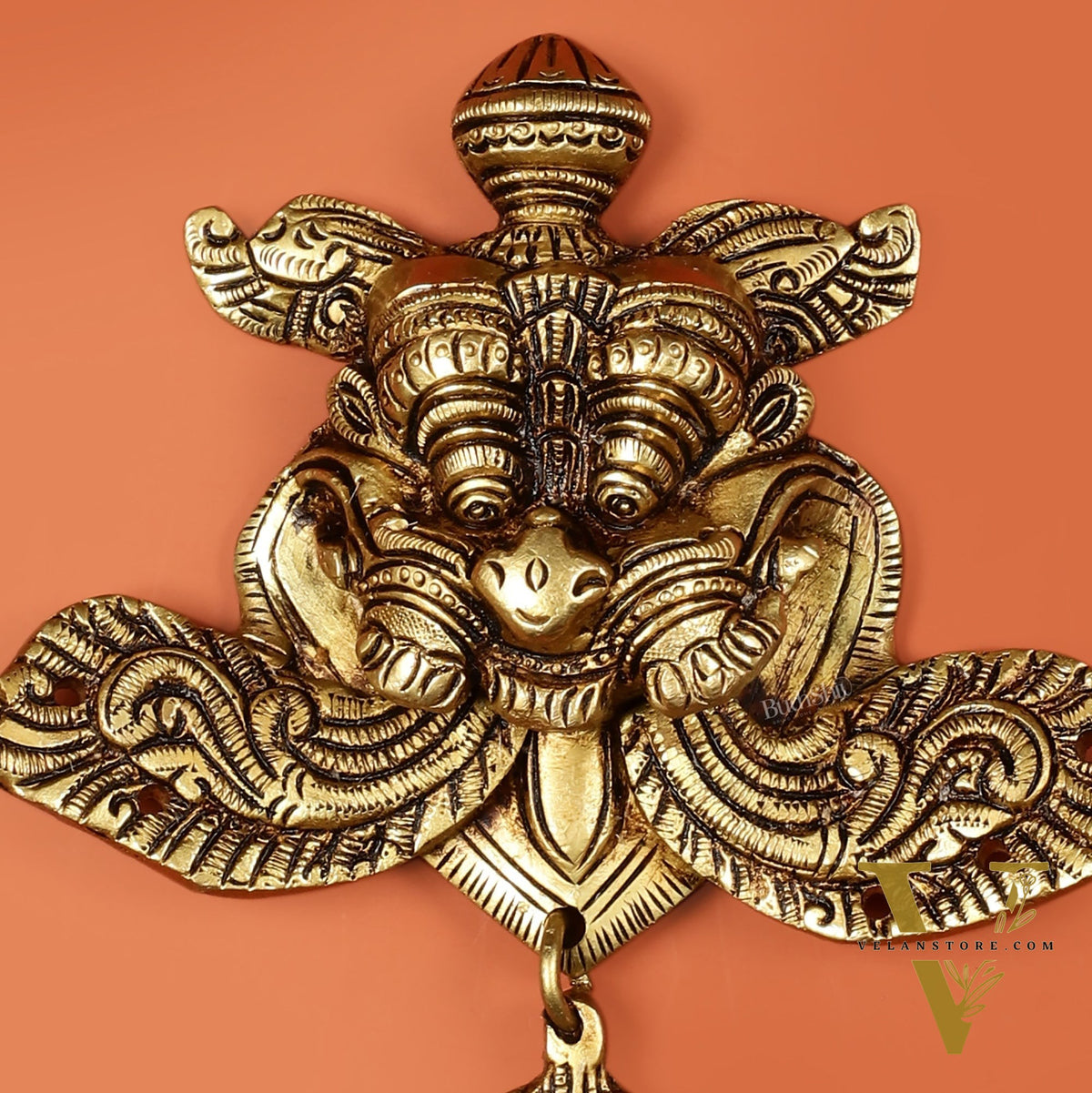 Pure Brass Kirtimukha Yali Wall Hanging - 6" Height, 8" Width