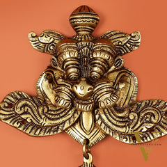 Pure Brass Kirtimukha Yali Wall Hanging - 6" Height, 8" Width