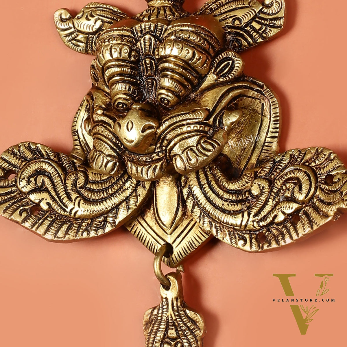 Pure Brass Kirtimukha Yali Wall Hanging - 6" Height, 8" Width