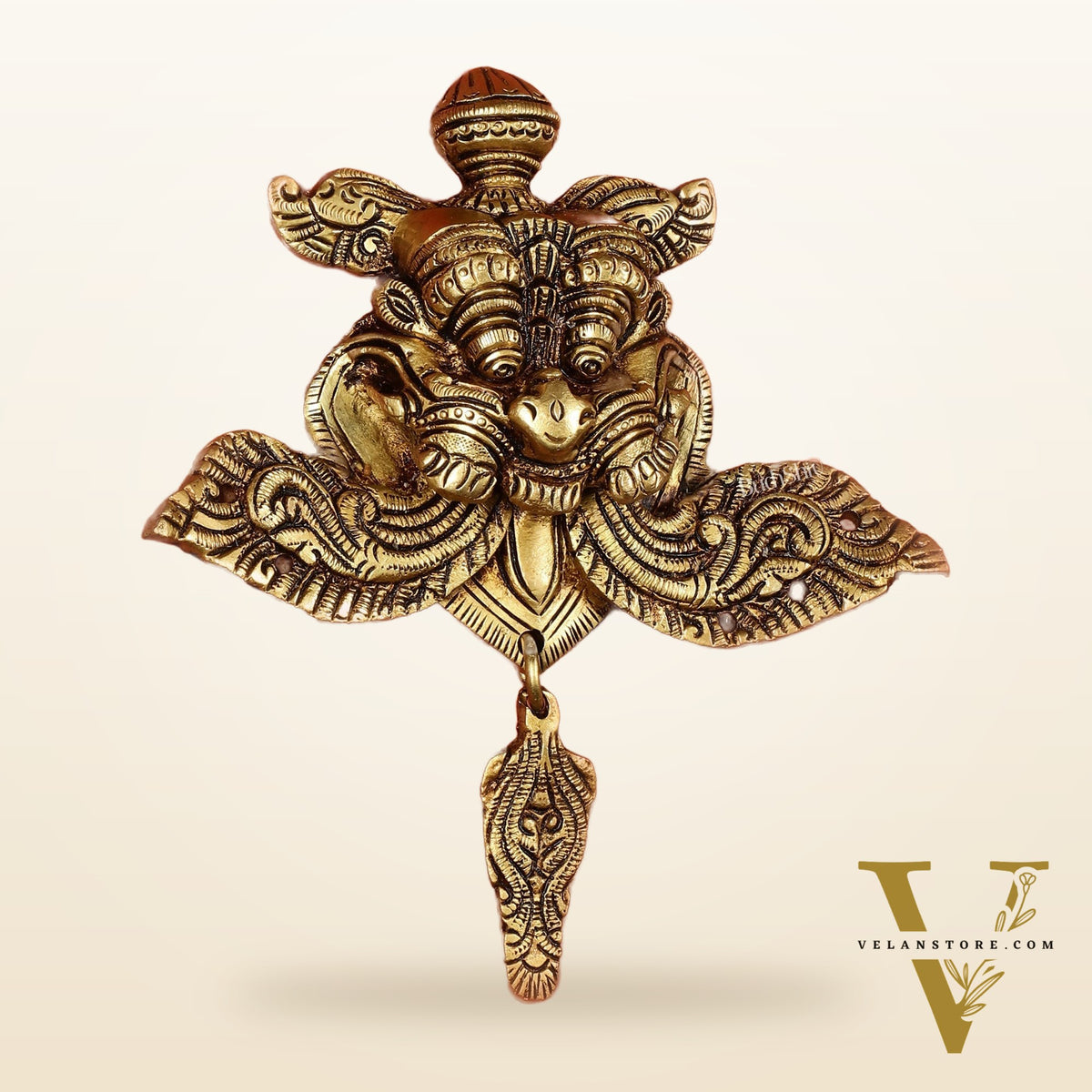 Pure Brass Kirtimukha Yali Wall Hanging - 6" Height, 8" Width