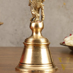 Pure Brass Krishna Handcrafted Hand Bell - 7 in Height
