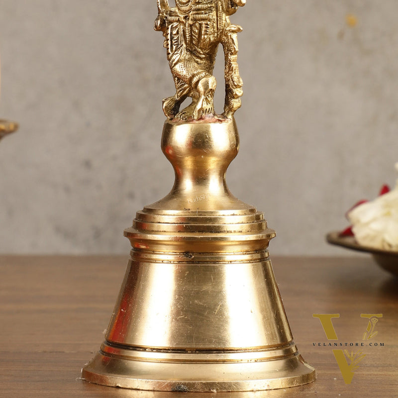 Pure Brass Krishna Handcrafted Hand Bell - 7 in Height