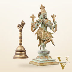 Pure Brass Krishna Roopam Vishnu Sculpture - Sand Blast Finish | 12"