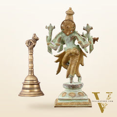 Pure Brass Krishna Roopam Vishnu Sculpture - Sand Blast Finish | 12"