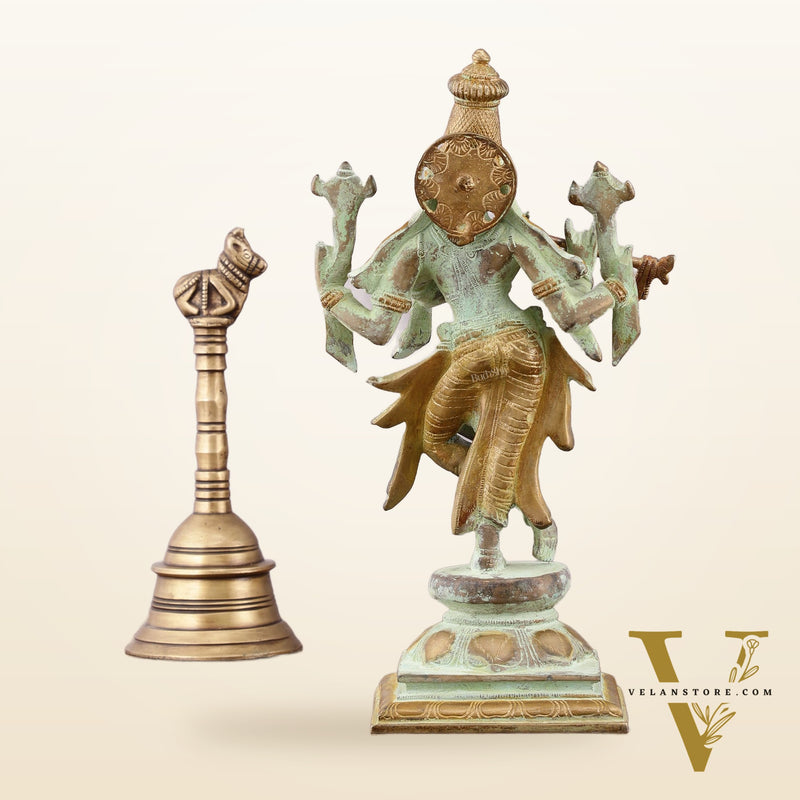 Pure Brass Krishna Roopam Vishnu Sculpture - Sand Blast Finish | 12"